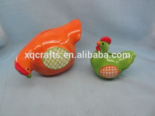 2014 new products chicken shape colorful ceramic money storage box