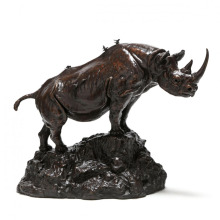 Life size animal sculpture art work bronze rhino statue