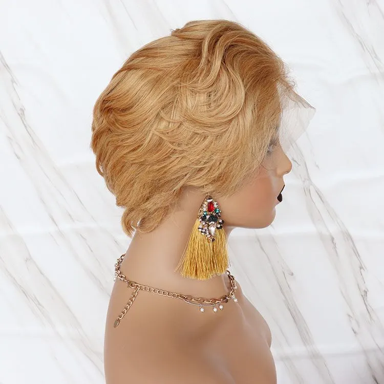 Hot Selling Transparent Short Human Hair Wigs, Pixie Cut Wigs for Woman