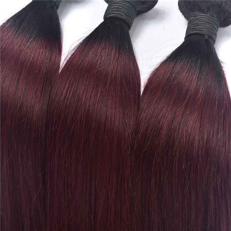 On Sale Unprocessed Human Hair 1B/99J Straight Tone Ombre Virgin Brazilian Hair Extension Bundles