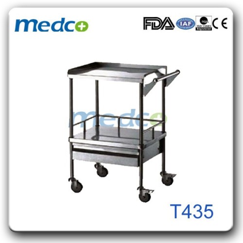 Hot! Stainless steel medical trolley T435