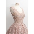 Vestidos de Formatura Sweety Pink Square Lace Prom Dresses 2016 Sleeveless Knee Length Homecoming Dresses Vestidos De Coctel