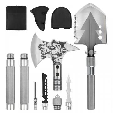 Silver Multifunctional Foldable Metal Wilderness Shovel