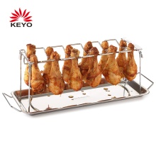 Chicken Wings Rack Holder Foldable Stainless Steel BBQ Chicken Legs Holder With Aroma Bowl