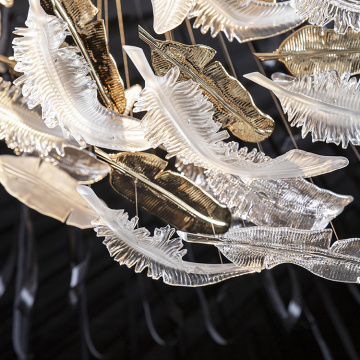 Hotel lobby featheriness crystal chandelier