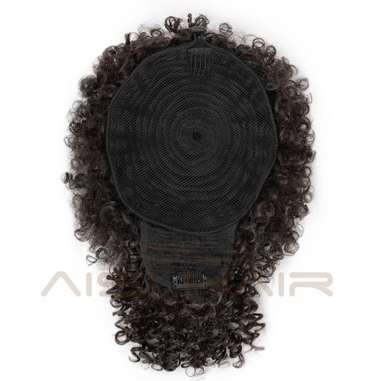 Aisi Hair Hot Selling Afro Puff Short Kinky Curly Drawstring Ponytail Bun With Bangs Synthetic Ponytail Updo Hair Extensions