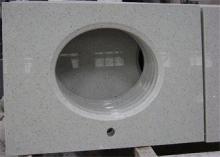 Custom Made White Mirror Double Sink Quartz Vanity Tops for