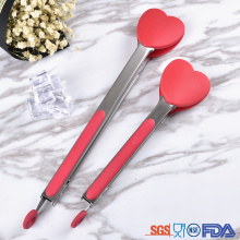 Christmas theme gift heart shape silicone kitchen tong