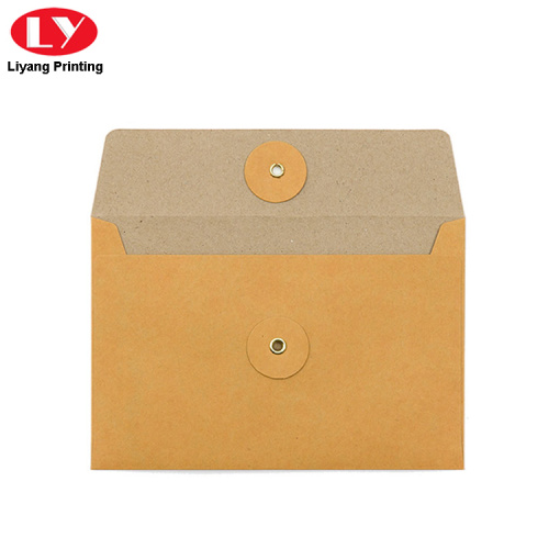 brown kraft paper envelope with closure button