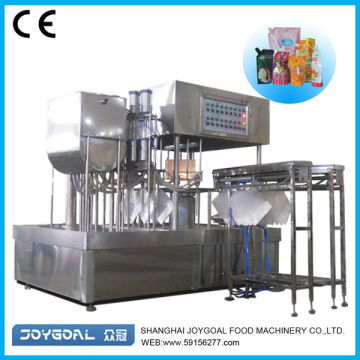 Automatic stand up spouted liquid detergent pouch filling and capping packaging machine