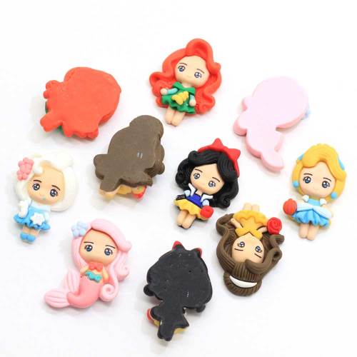 32mm Kawaii Simulation Polymer Clay Doll Flat Back Princess Harts Cabochons För DIY Hårbåge Telefon Dekoration Scrapbooking