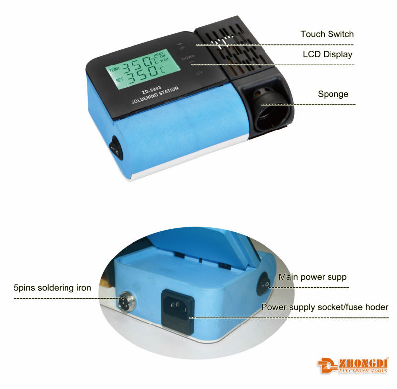 Zhongdi ZD-8903 40W 160-480 Celcius Degree The Latest High Quality Professional Electric Soldering Station of Ningbo ZD-8903