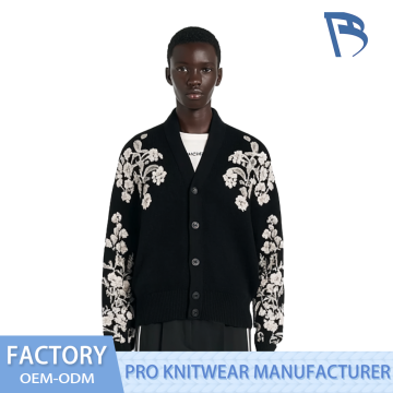 Elegant Nocturne Bloom Knit Cardigan