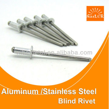 aluminum/stainless steel self-plugging rivet