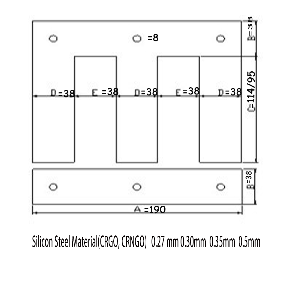 Silicon Steel Sheet Three Phase EI Lamination EI 38(EI190) transformer core material 35Q155