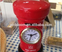 red Uk retro ceramic saving bank and desk clock,gift money box and table clock
