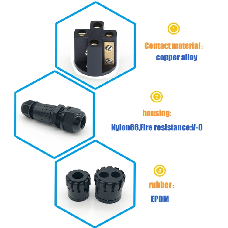 1In 2 Out Outdoor Lighting Cable Joint IP68 Waterproof Connector