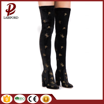 Wholesale overknee women's embroidery flower boots