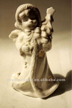 white ceramic girl figures christmas ornament