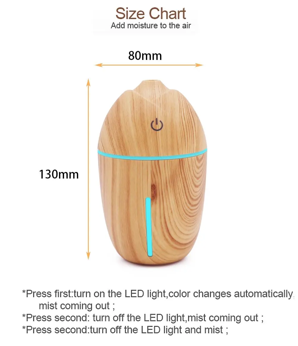 Wood Grain Ultrasonic Air Humidifier USB Humidifier Aroma Diffuser