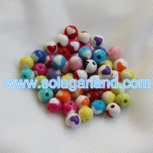 8 MM di plastica rotonda cuore grosso perline Bubblegum collana perline