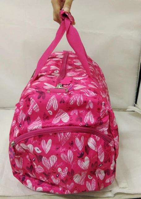 Pink Printed Girls Handbag Travel Bagwith Shoulder Strap