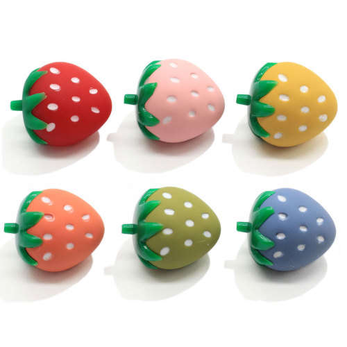 Wholesale Kawaii Strawberry With 3mm Hole Resin Charms 3D Fruit Miniature Decoration Diy Art Decor Children Hair Tie Ornament