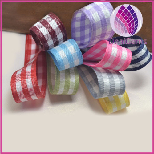 New Gingham grosgrain Ribbons ,mixed colors, 5/8" to 1-1/2" wide double side gingham,50 yard / roll.