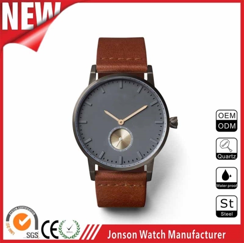 OEM japan movt quartz watch stainless steel back water resistant mens black watch
