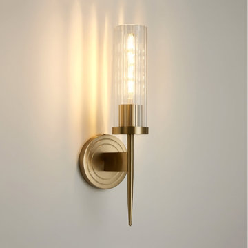 Retro bronzer textured clear glass wall light