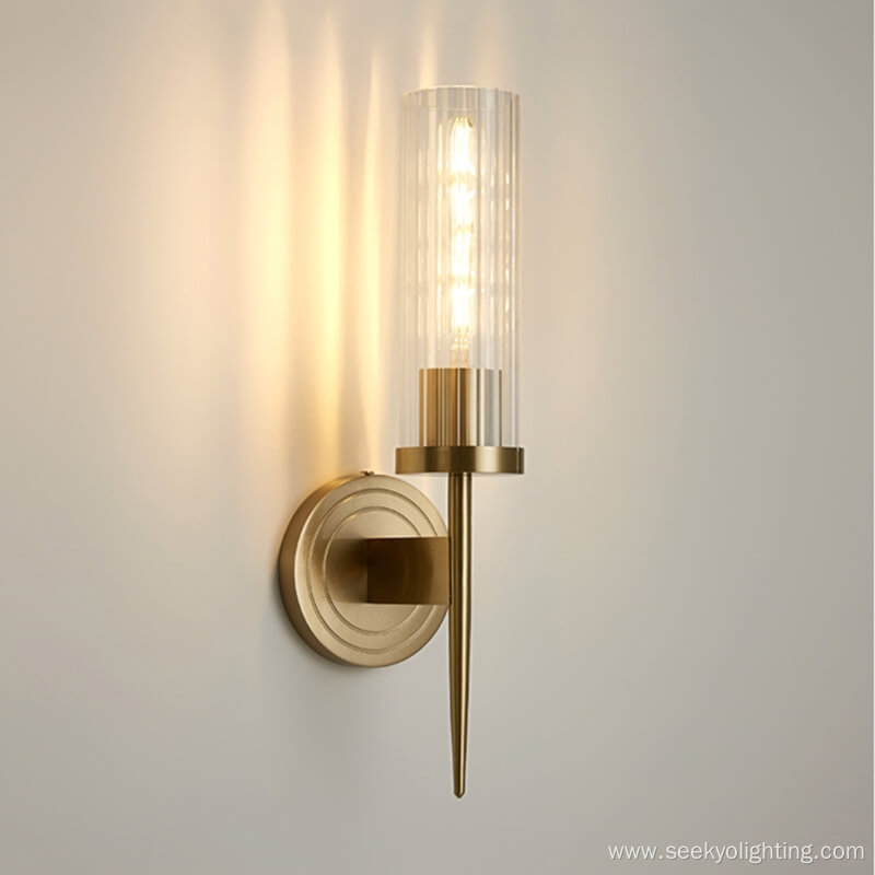 Retro bronzer textured clear glass wall light