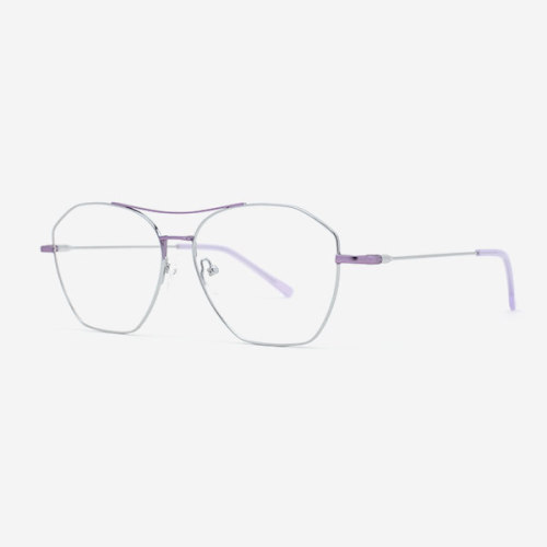 Angular double-bridge Metal Women's Optical Frames