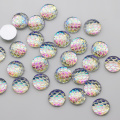 AB Color Fish Scale Iridescent Cabochon Resin Fish Scale Round Cabochon Mermaid Fish Scale 11MM Spacer Mermaid Party