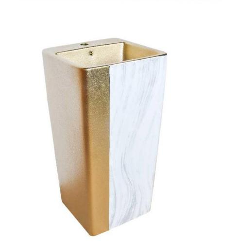 Lavabo redondo del pedestal del diseño del oro del cuarto de baño de las mercancías sanitarias