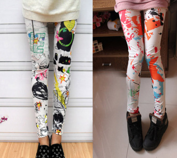 Spring New Korean Style Pants Graffiti Printing Leggings 9032