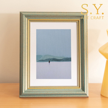 Distressed Green Gold Beaded Photo Frame