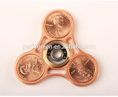 Pure Copper Tri Finger Toy Spinner Hand Metal Fidget Spinner More Than 5 Minutes Long Spin Time