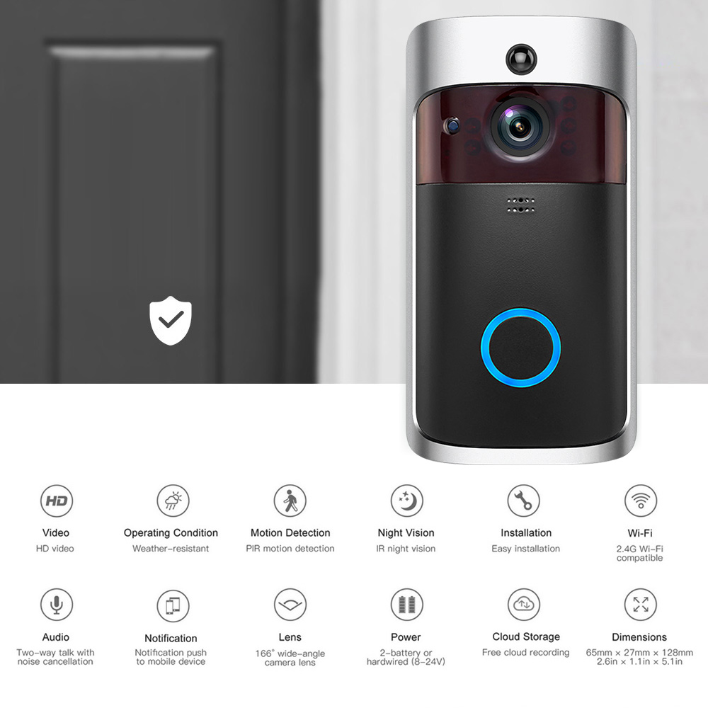 EKEN V5 WIFI Doorbell Smart IP Video Intercom Video Door Phone Door Bell Camera For Apartments IR Alarm Wireless Security Camera