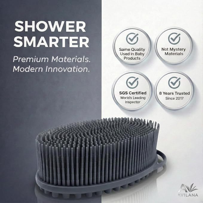 Dual-Sided Exfoliating Shower Brush for Sensitive Skin
