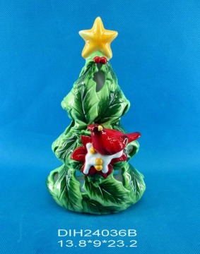 Christmas Tree Hand-Painted Ceramic Tealight Candle Holder
