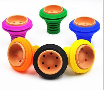 6 Holes Shisha Hookah Bowl Smoke Pot Rubber Silicone Phunnel Colorful Silicone Hookah Bowl
