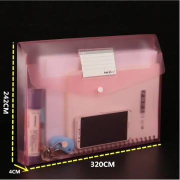 A4 Translucent Plastic Envelope File Bag - Waterproof Button Closure