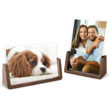 Rustic 4x6 Inch Walnut Wood Photo Frames with High Definition Acrylic Glass