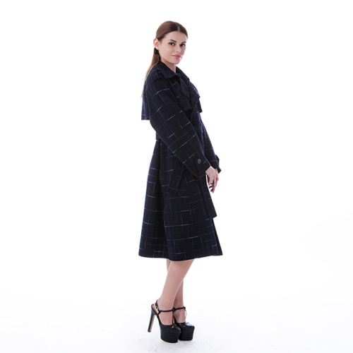 New blue checked cashmere overcoat