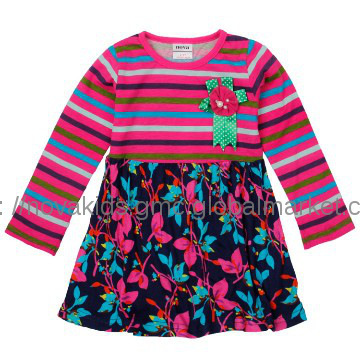kids clothes baby girl long sleeve dress with flower printing new styl