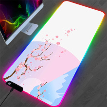 Large Cherry Blossom Design RGB Illuminated Gaming Mouse Pad and Keyboard Mat