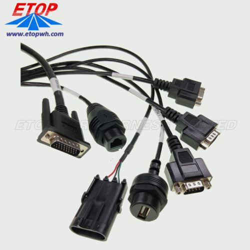 Penyambung RJ45 yang diatasi dan dibentuk D-Sub Wire Harness