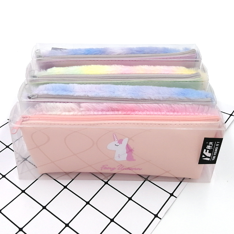 Custom colorful pony plush PU pencil case