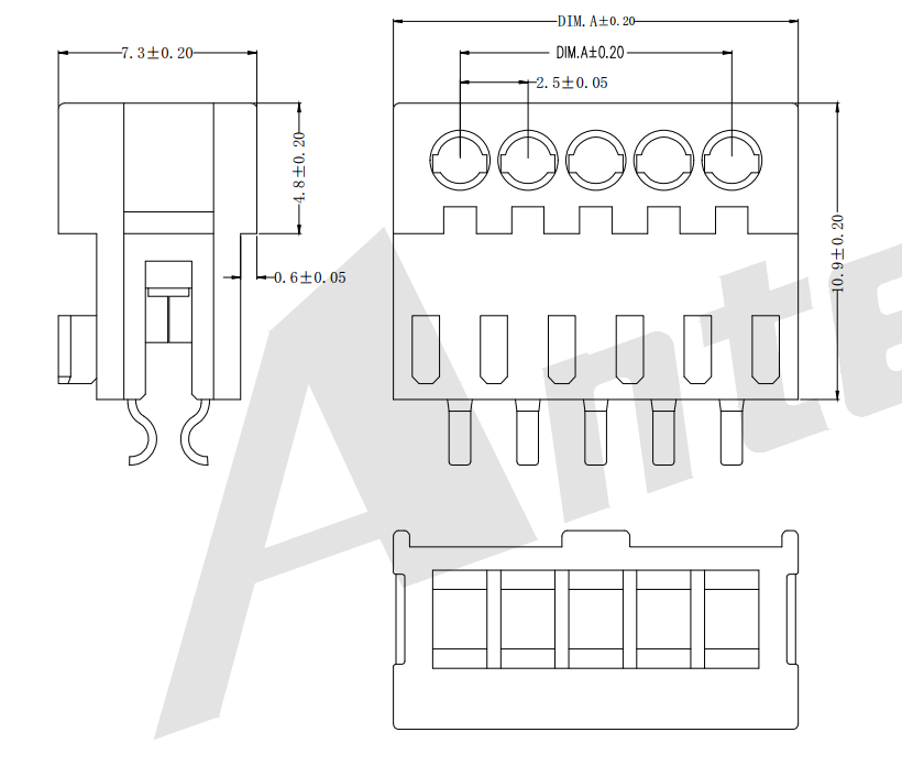 2,50 Pitch Single Row Wafer Connector IDC -Typ -Typ