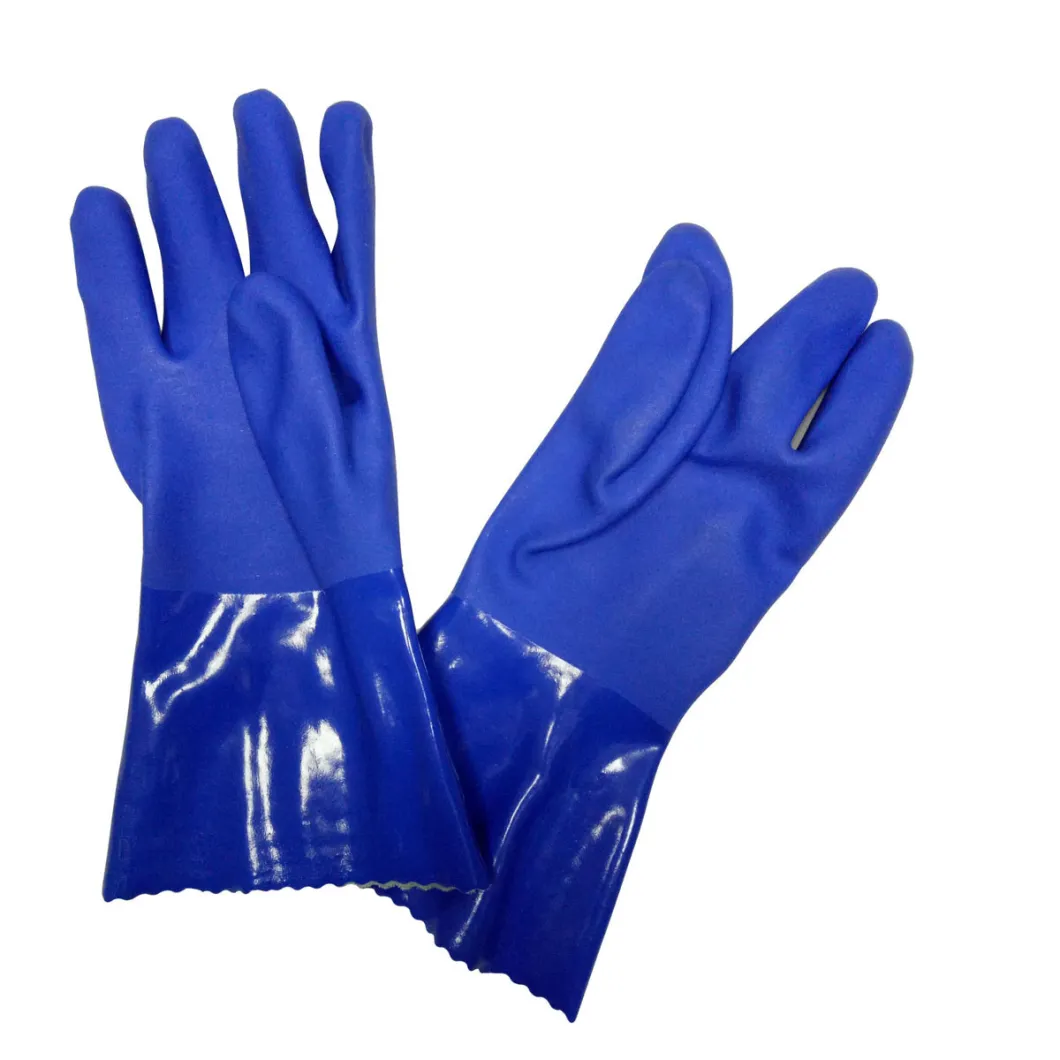 Wholesale Jersey Liner Sandy Finish PVC Gloves Chemical Gloves